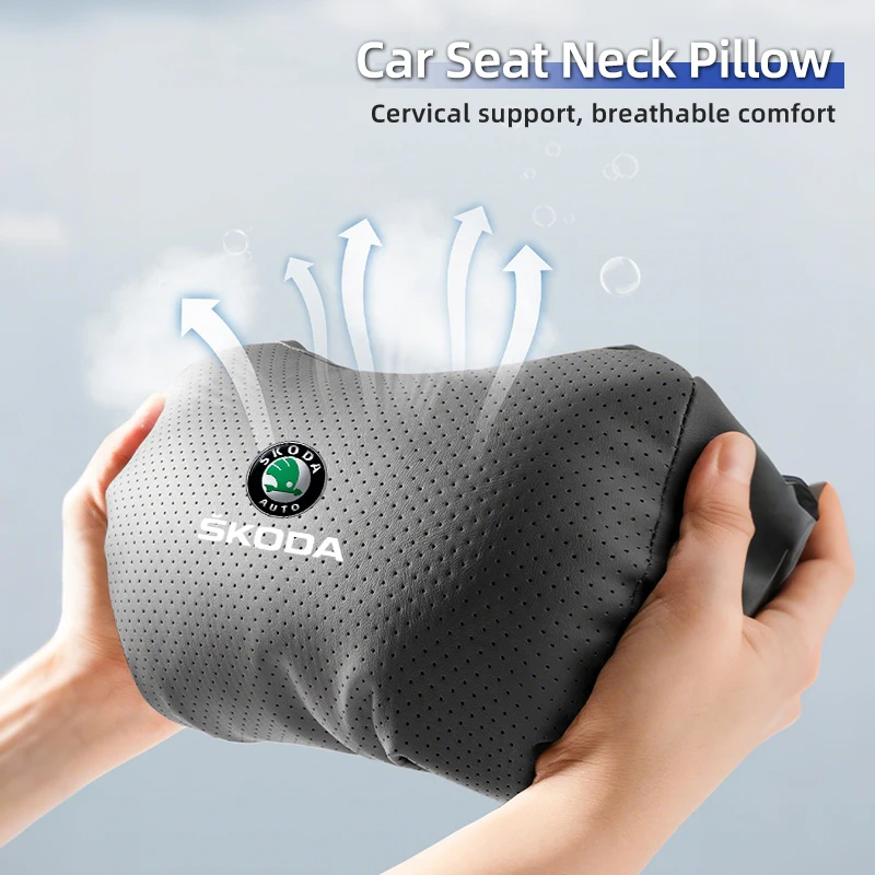 자동차 좌석 머리 받침 PU 가죽 목 베개 헤드 지원 보호대 쿠션 Skoda Octavia Rapid Kodiaq Superb Derivative Karoq