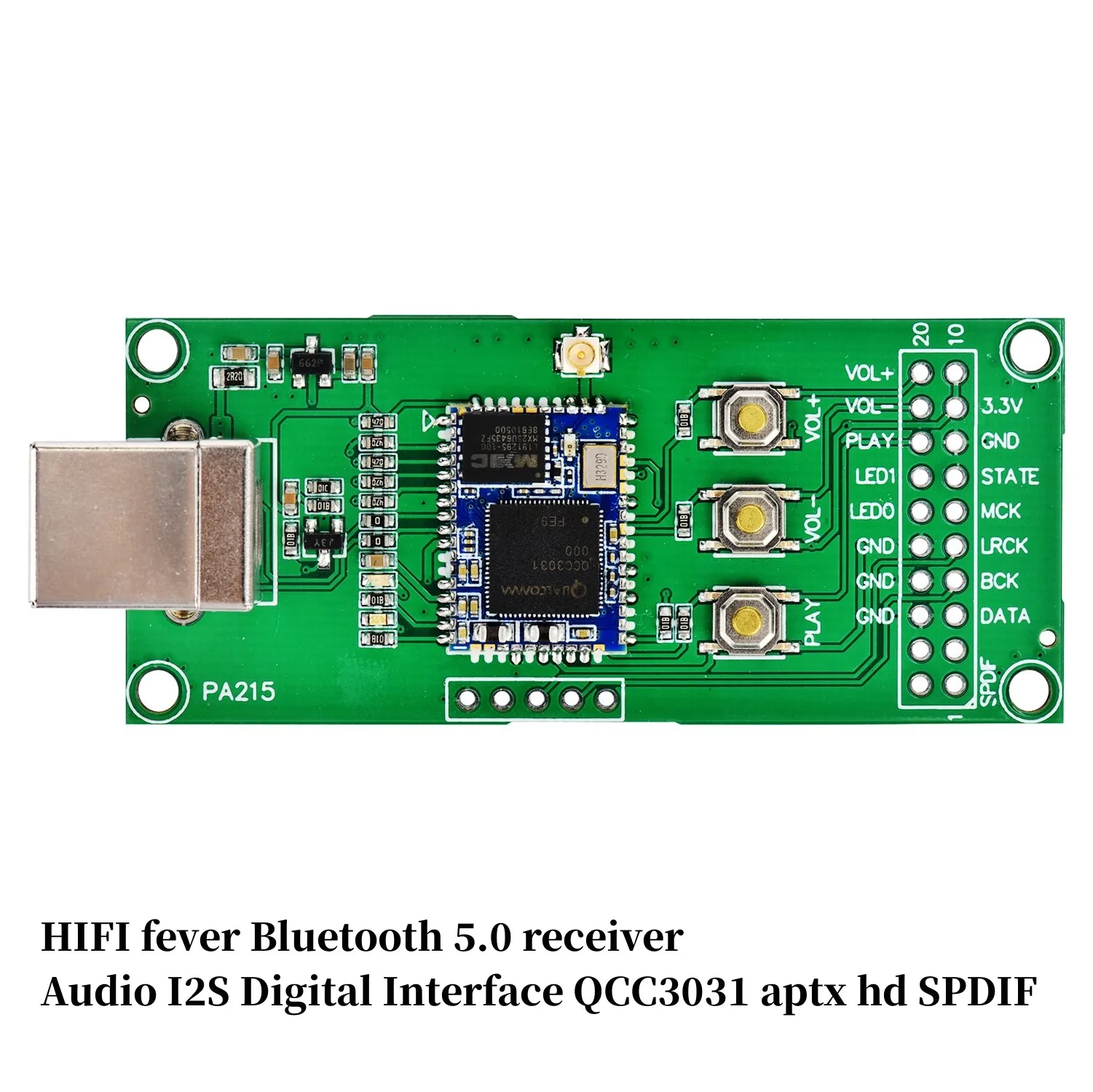 

HIFI fever Bluetooth 5,0 ресивер аудио I2S цифровой интерфейс QCC3031 aptx hd SPDIF