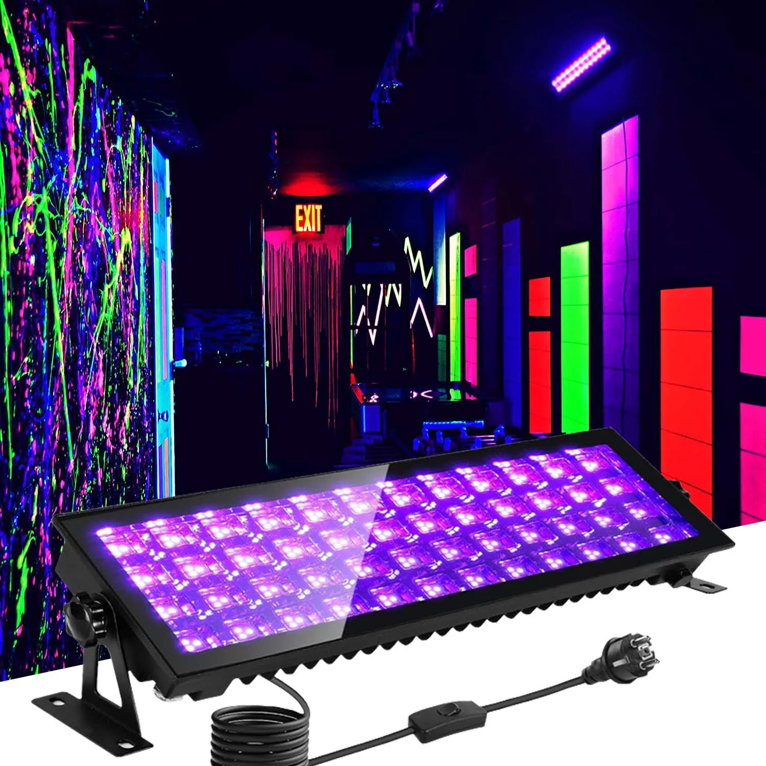 120W UV 395nm 월워셔 블랙라이트 LED 바 할로윈 형광 디스코 조명 DJ용 자외선 램프 글로우 파티 조명