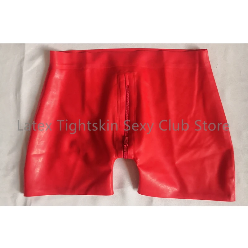 

Red Latex Panties Rubber Underwear Fetish Shorts with Crotch Zip Sexy Customize 0.4mm for Women Wear