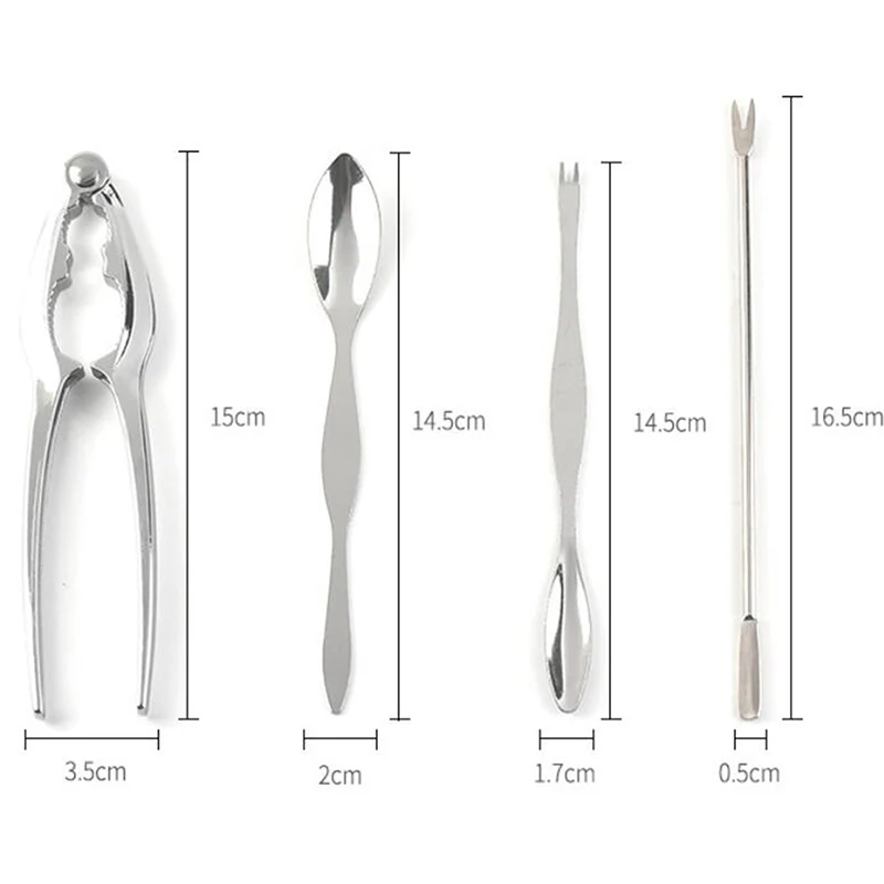 Description Picture 2 of item4Pcs Seafood Tool Sets Crab Shrimp Fruit Pliers Fork Spoon Set Nut Walnut Lobster Crab Cracker Tools Kitchen Accessories
