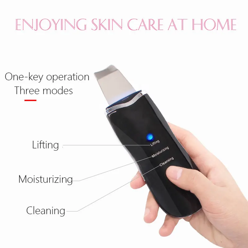 Ultrasonic Skin Cleaner Face Scrubber EMS Lifting Machine Peeling Exfoliante Ion Facial Blackheads Remover Beauty Device
