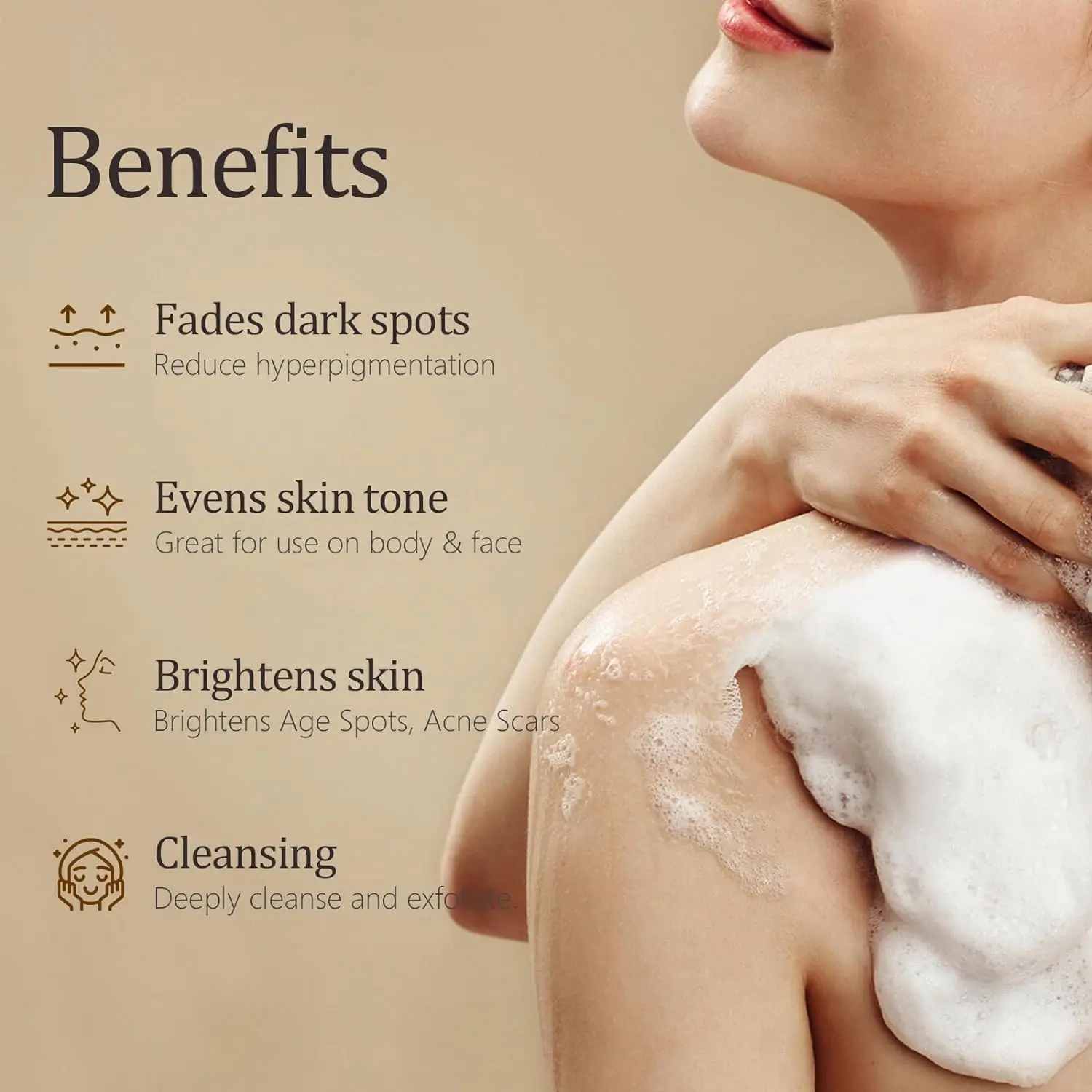 Turmeric Kojic Acid Whitening Soap Dark Spot Acne Removal Even Skin Tone Mositen Smooth Skin Deep Cleansing Handmade Soap 4