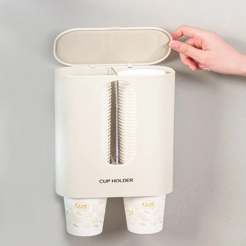 Disposable Paper Cups Dispenser Plastic Cup Holder For Water Dispenser Wall Mounted Automatic Cup Storage Rack Cups Container