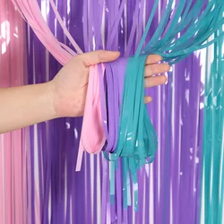 Iridescent Foil Fringe Curtain for Celebrations and Events Decor (Mermaid)