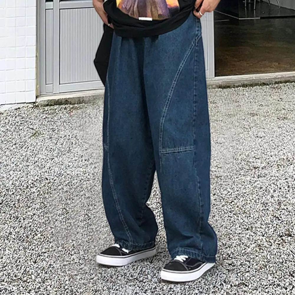 Breathable Men Pants Patchwork Pants Vintage Cargo Pants Loose Wide Leg Trousers with Deep Crotch Hip Hop Streetwear Patchwork 6