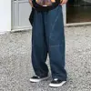 Breathable Men Pants Patchwork Pants Vintage Cargo Pants Loose Wide Leg Trousers with Deep Crotch Hip Hop Streetwear Patchwork 6