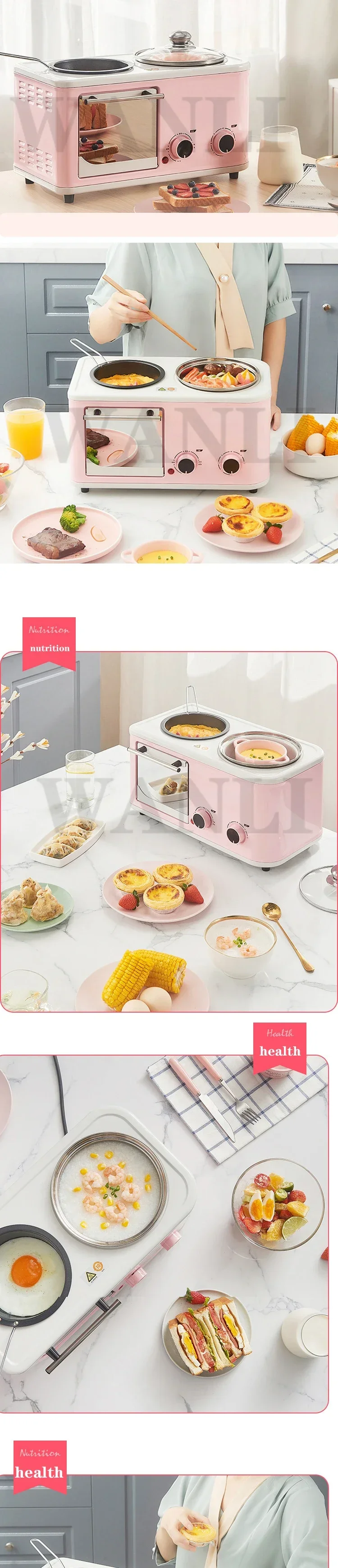 Description Picture 3 of item5L 4 In 1 Breakfast Mini Bread Maker Toaster Oven Omelet Non-Stick Frying Pan Boiled Egg Hot Pot Boiler