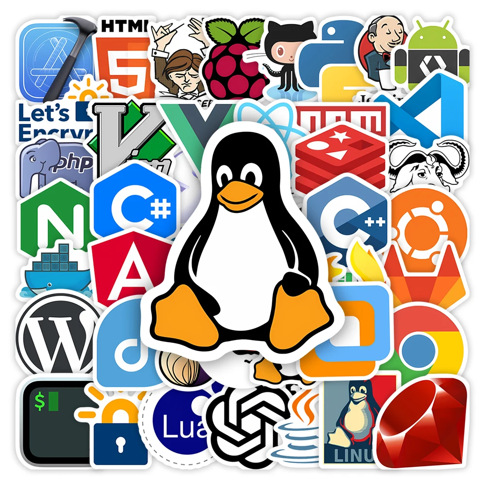 Development Stickers Programming JS Docker Html Application Geek Hacker DIY Decorative Decal for Laptop Phone Luggage Waterproof