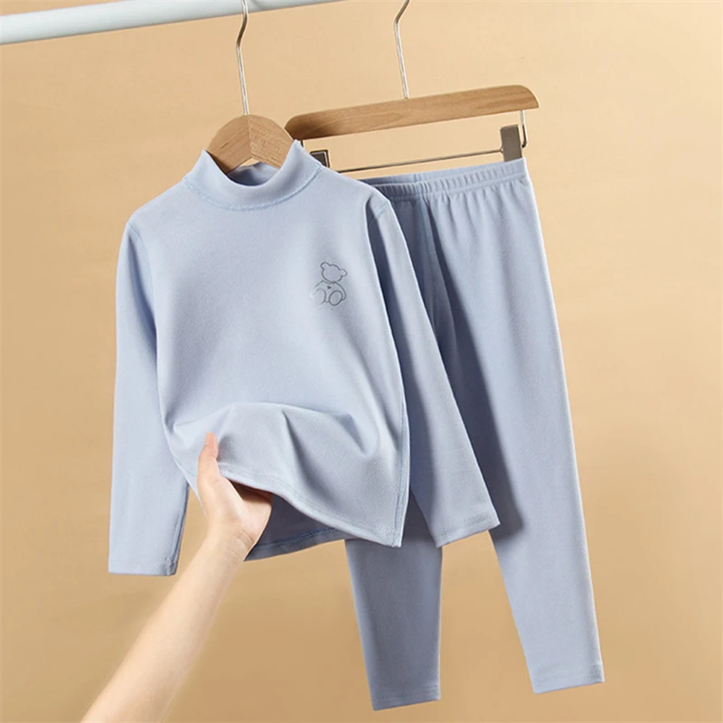 أطقم بيجامات دافئة للأطفال ، ملابس نوم بياقة متوسطة للفتيات ، ملابس نوم للأطفال والمراهقين ، ملابس منزلية للترفيه ، من سنتين إلى 14 سنة ، الربيع والخريف