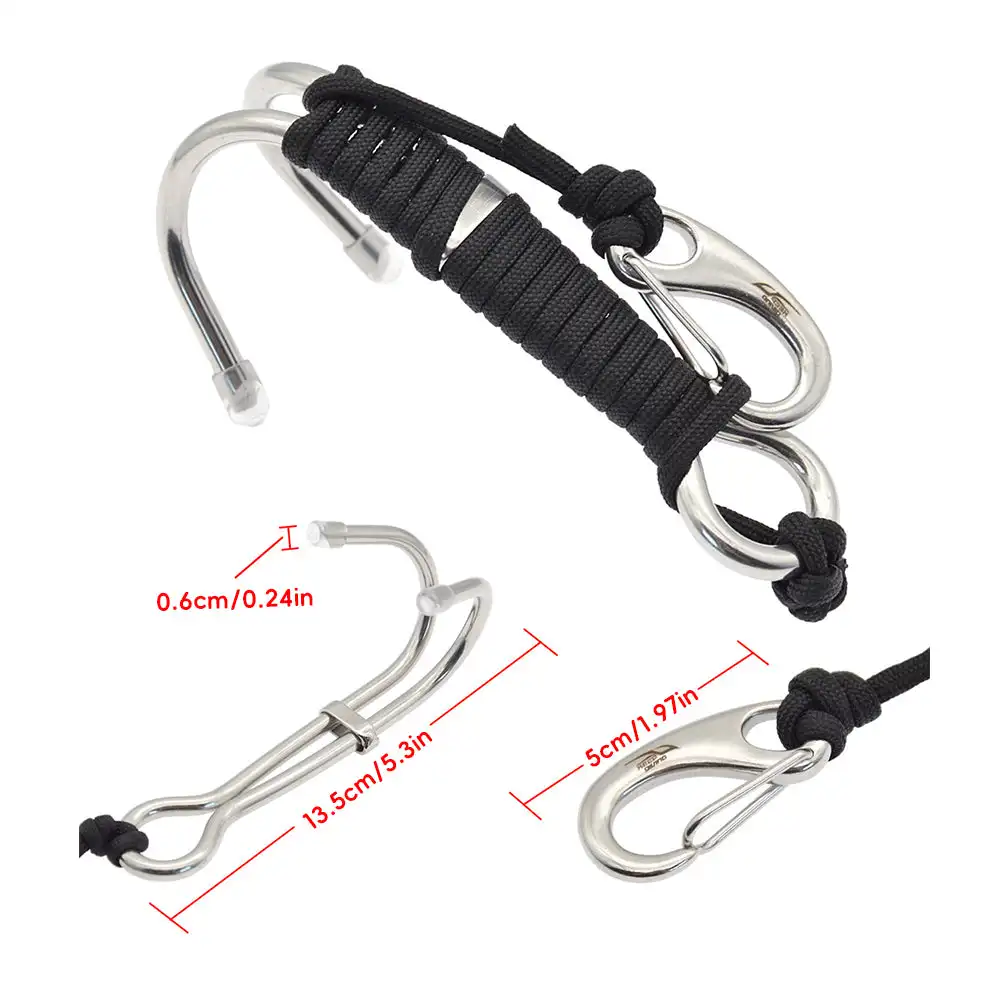 1Pc Double Head Dive Reef Rafting Hook Stainless Steel Reef Hook Spiral Coil Spring Cord Dive Safety Accessory 8 Colors 6