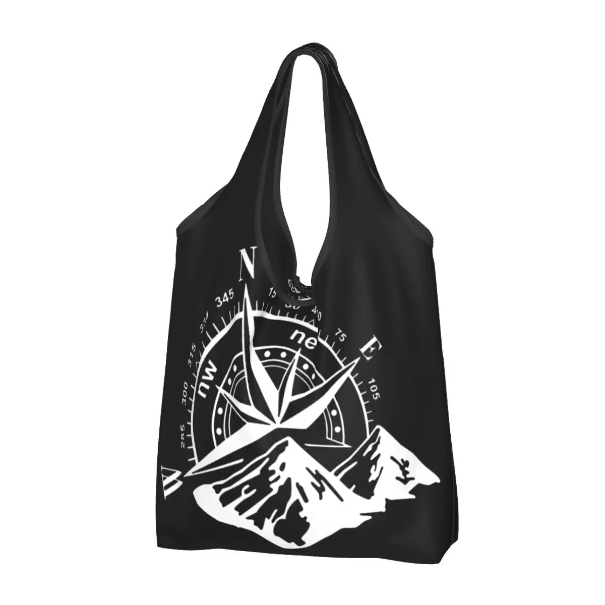 

Navigate Mountain Adventure Compass Grocery Shopping Bags Cute Shopper Tote Shoulder Bags Large Capacity Portable Handbag