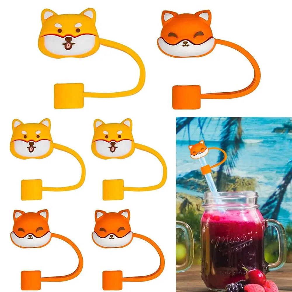 

Симпатичные Многоразовые трубочки, герметичные Мультяшные заглушки, крышка, силиконовая трубочка, шапочка для питьевой пыли, аксессуары для чашек