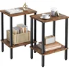 End Table Set of 2, Narrow Side Table, Small Nightstand, 2-Tier Sofa Table with Storage Shelf for Small Spaces, Living Room 1
