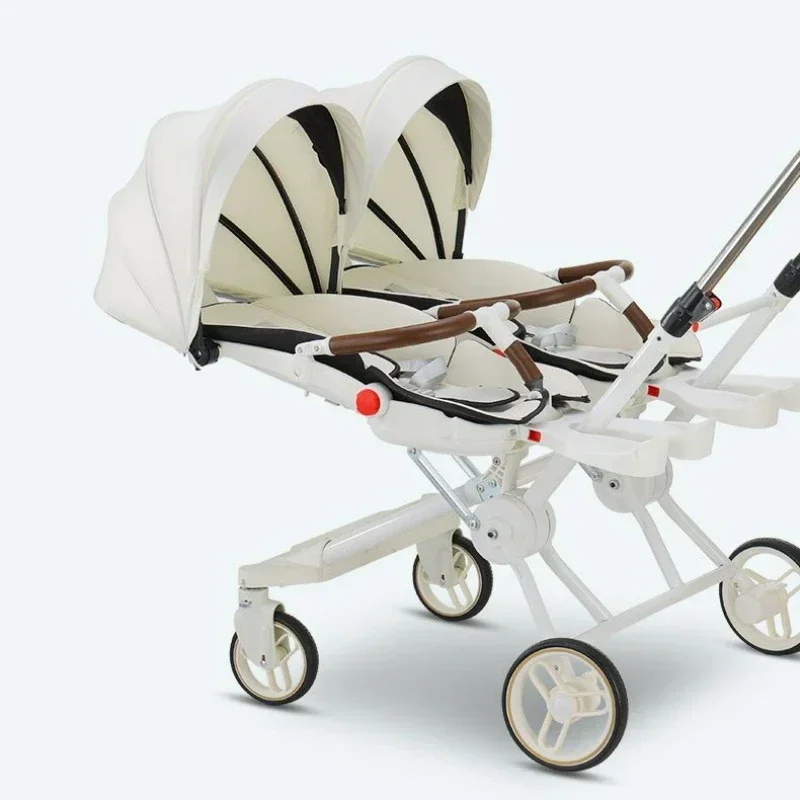 Twin strollers for two children Two seats Lightweight folding stroller Multifunctional stroller sit and lie down