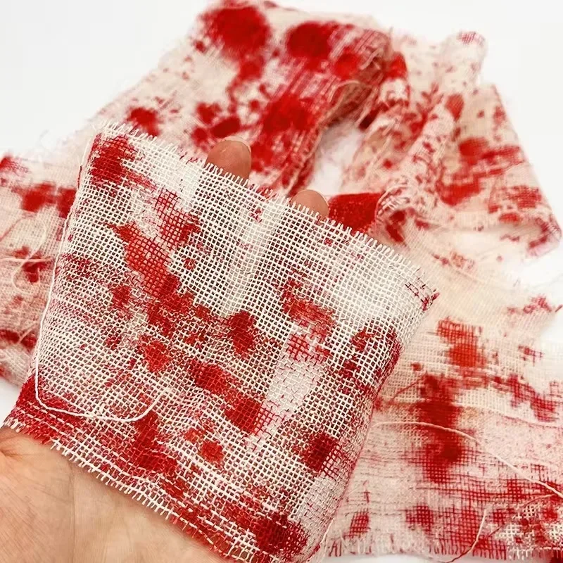 Halloween Bloody Gauze Roll Fake Blood Bandage Wrap Creepy Mummy Zombie Costume Fake Blood Creepy Accessories Party Decor