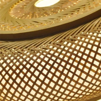 Wabi Sabi Hanging Lamp  Rattan Wicker LED Pendant Lamp Shade Restaurant Home Room Decorative Art Suspended Bamboo Chandelier 3