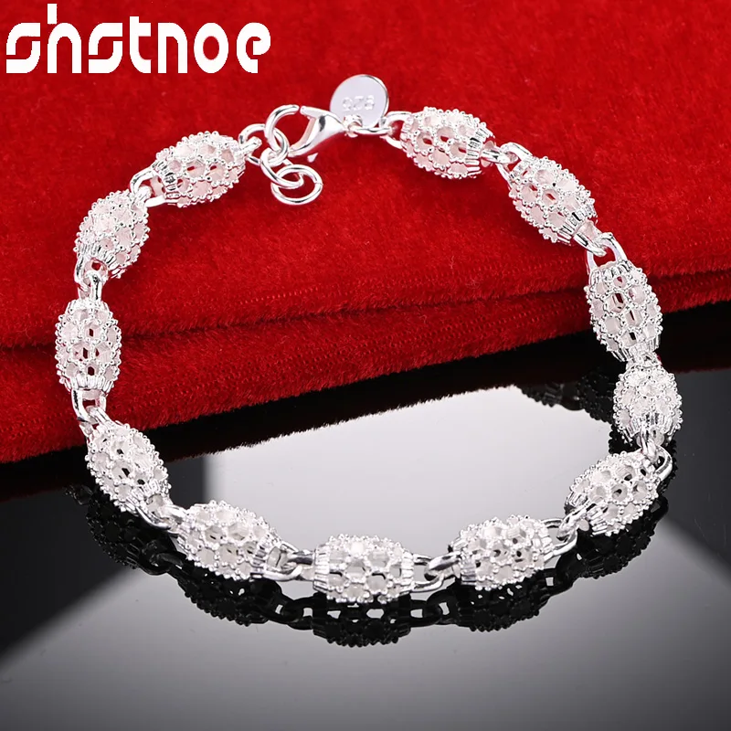 

SHSTONE 925 Sterling Silver Hollow Bead Ball Chain Bracelet For Woman Romantic Wedding Accessories Party Fashion Jewelry