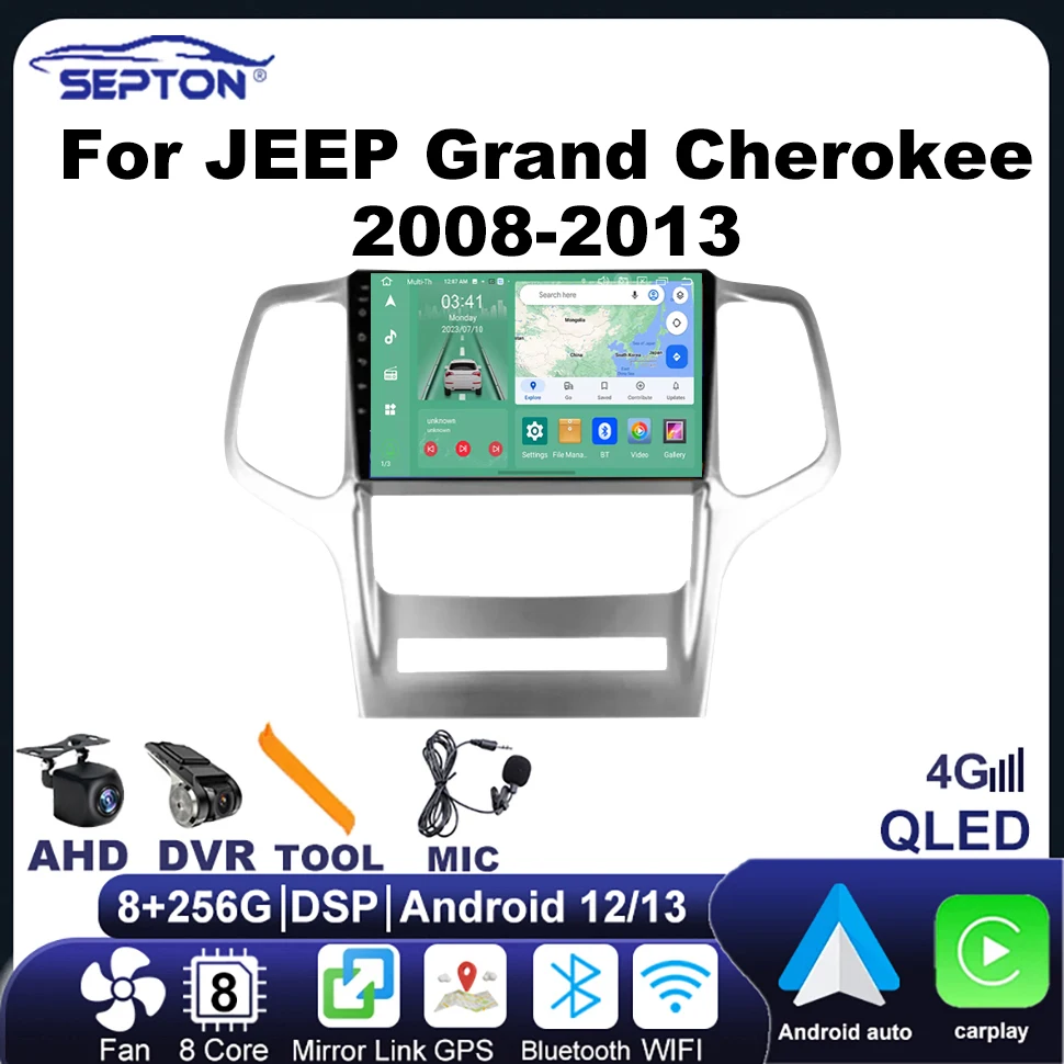 

SEPTON 9'' Android Car Stereo Radio For JEEP Grand Cherokee 2008-2013 Multimedia Stereo Player Navigation GPS 4G 8core Autoradio