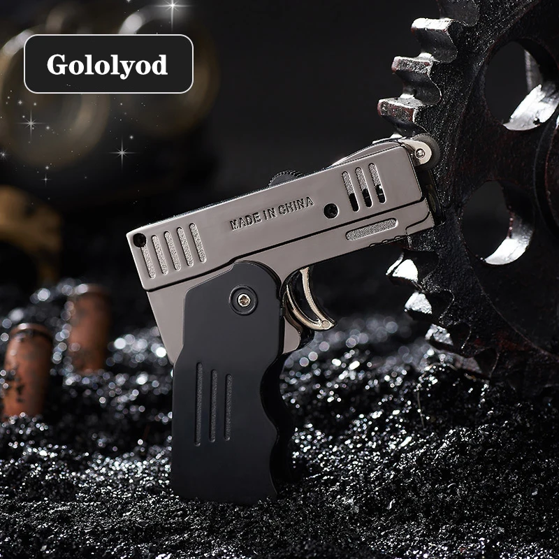 Creative Gun Model Lighter Butane Gas Jet Lighter Flashlight Turbo Spray Gun Blue Flame Cigar Smoking Accessories no Gas