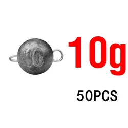 50 - Pack Fishing Lead Head Sinker Weights for Soft Lure Accessories (3g - 14g) (10g)