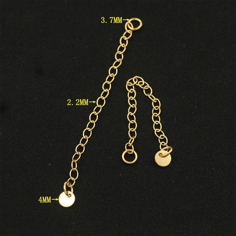 14K Gold Filled Chain Extensions Gold Filled Cable Extender Chain For Bracelet w/ Heart Round Disc Charm Jewelry Making Supplies