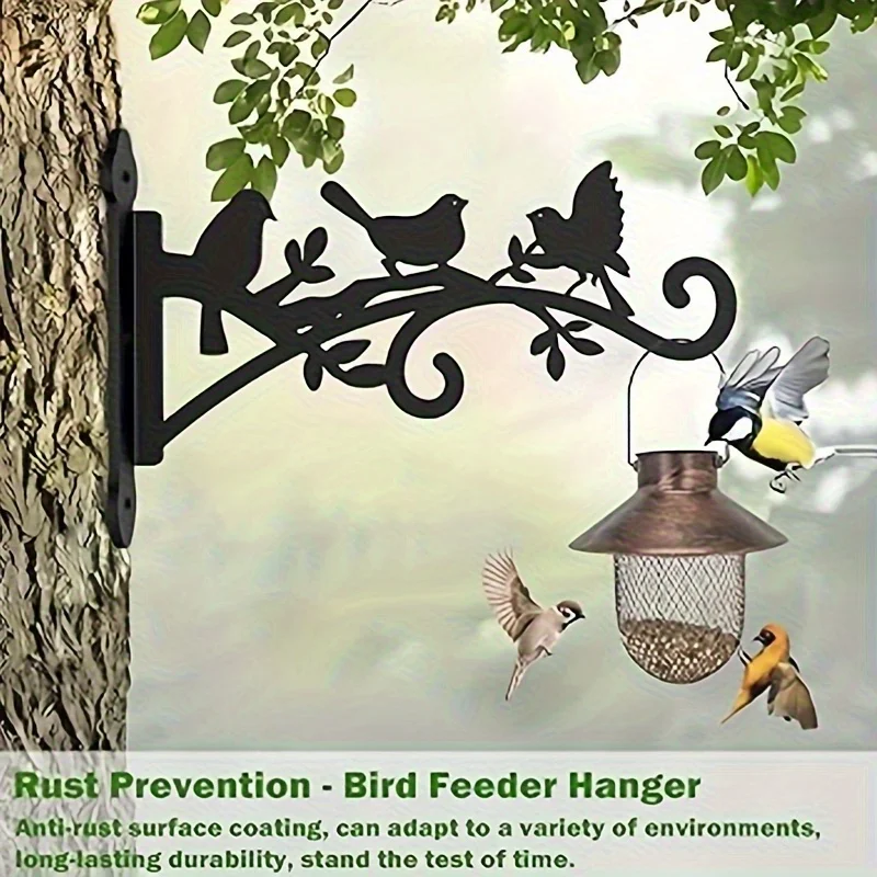 Elegant Black Metal Plant Hangers with Bird & Leaf Design – Durable & Easy to Install