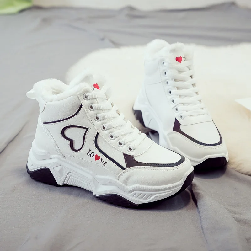 

Женские кроссовки с бархатной подкладкой, высокие зимние универсальные, теплая хлопковая обувь, толстая подошва, для бега