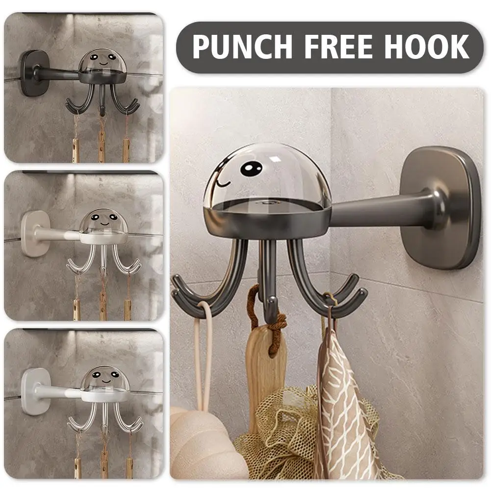 Octopus Shape Kitchen Hooks Self Adhesive Rotated Wall Ties