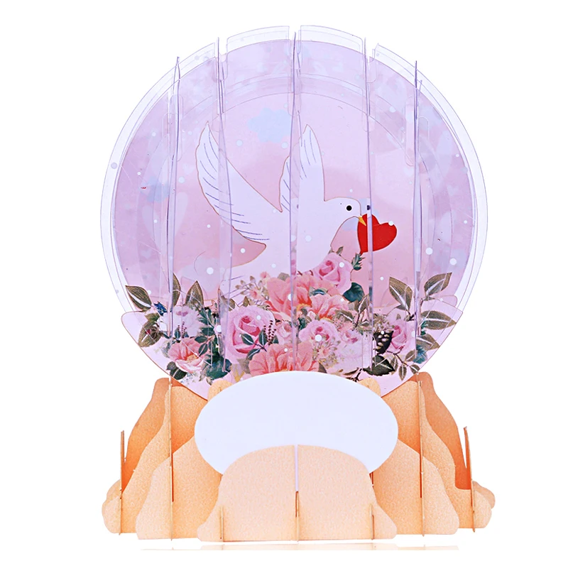 3D Snowdome Pop Up Card with Envelope, Crystal Snow Globe, Valentine's Day , Birthday Gift, Anniversary, Christmas, Xmas