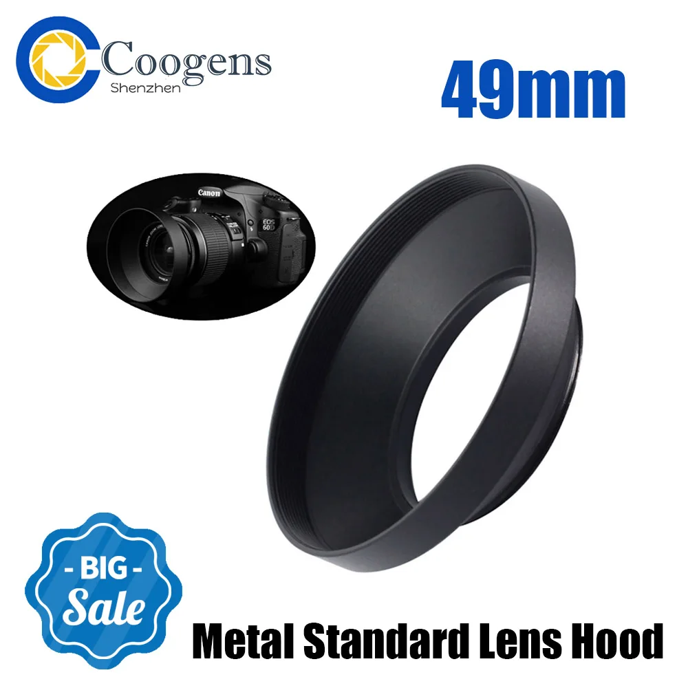 

49mm Metal Wide Angle Lens Hood Cover Protector for Sony Nikon Fuji Olympus Canon DSLR EOS M1 2 3 5 M6 M10 Camera Accessories