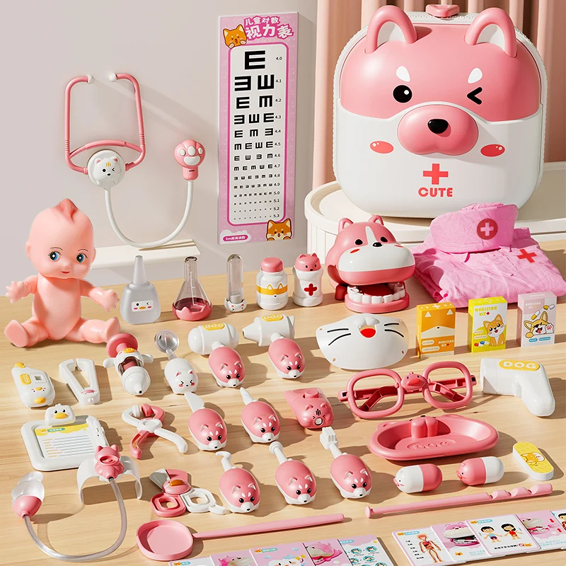 Kids Doctor Toy hospital play set medical stethoscope accessories Children Play house Nurse Suitcase Girl Role Play 3 years Toys