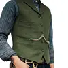 Business Waistcoat Jacket Casual Slim Fit Gilet Homme Vests for Groosmen Man Wedding Men's Suit Vest Brown Wedding Wool Tweed 1