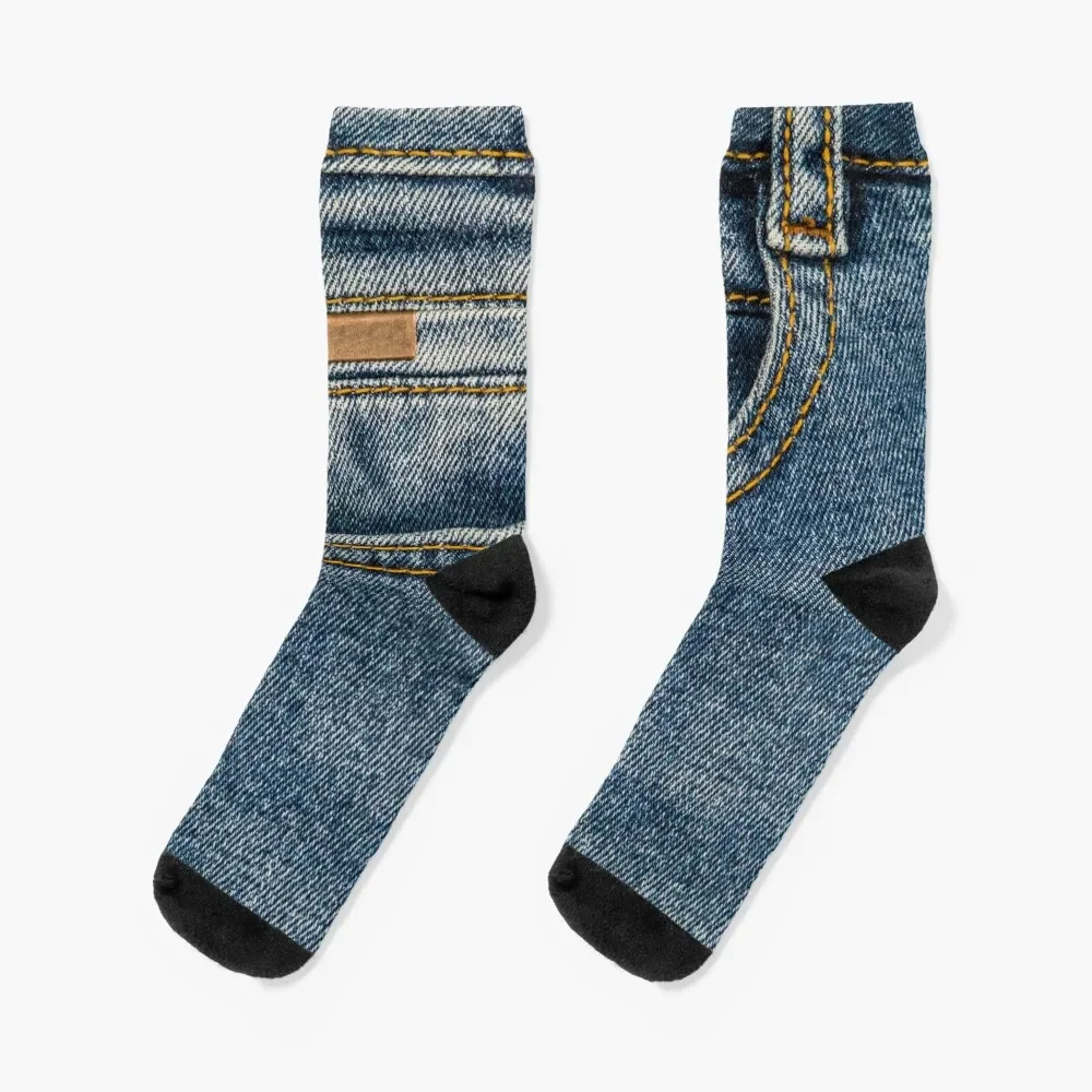 

Front pocket I love bluejeans denim Socks shoes fashionable Luxury Woman Socks Men's