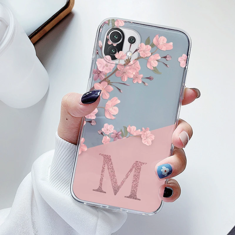 Floral Alphabet Clear Soft Silicone Case – Elegant TPU Cover