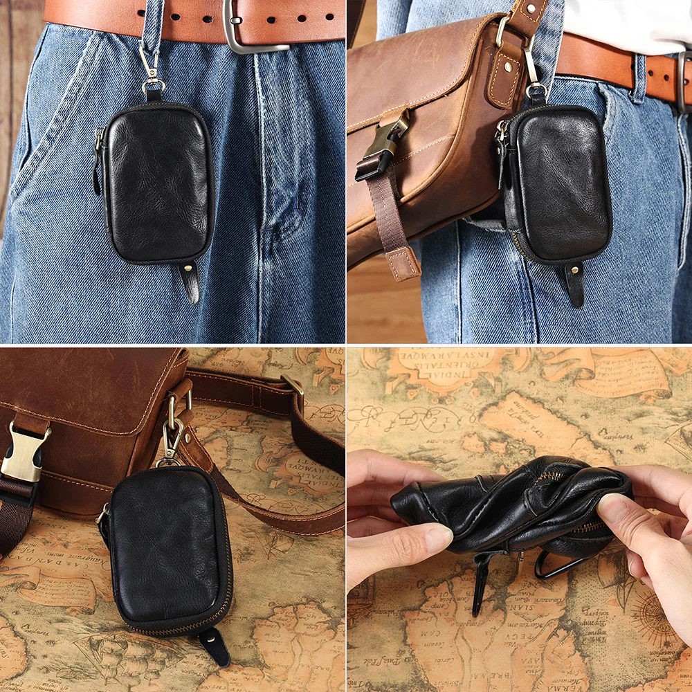 JOYIR Genuine Leather Key Wallet Man Housekeeper Keys Organizer Men Car Key Holder Zipper Keys Case Housekeeper Organizer