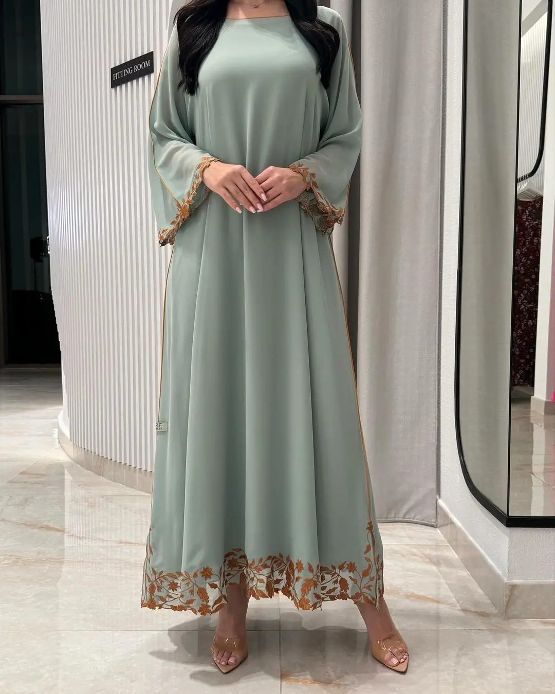 

Saudi Arabia Formal Occasion Evening Dresses Off The Shoulder Prom Dresses Long Sleeves Ankle Length Party Dresses