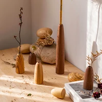 Wooden Vase Vintage Handmade Artificial Dried Flower Vase Crafts Living Room Table Ornament Nordic Home Room Wedding Decoration 1