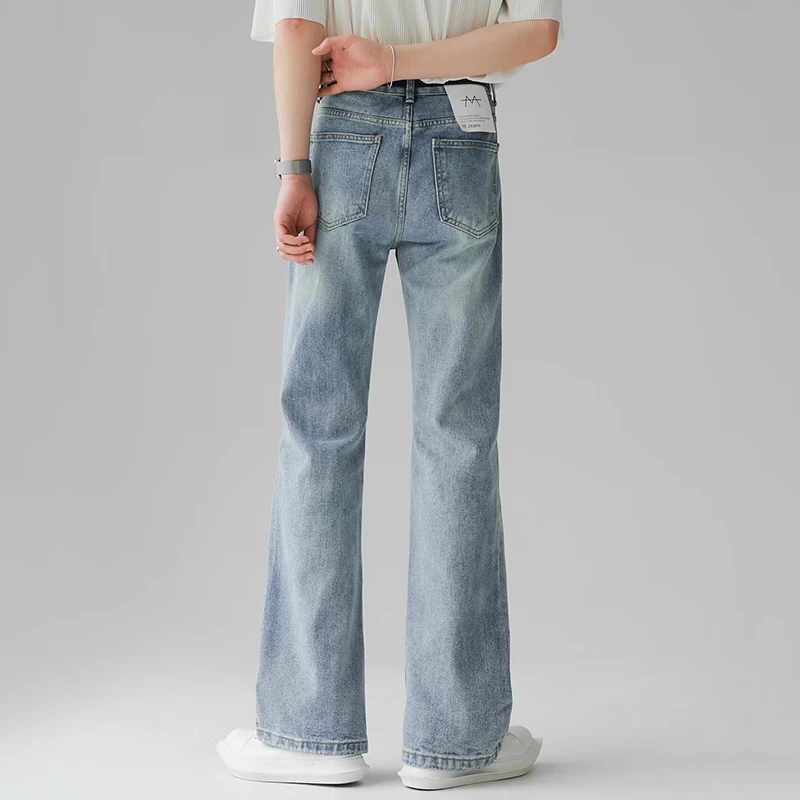 Men Comfortable Baggy Commute Jeans Male Fashion Casual Bell Bottom Denim Pants Korean Simple Vintage Straight Denim Trousers 2