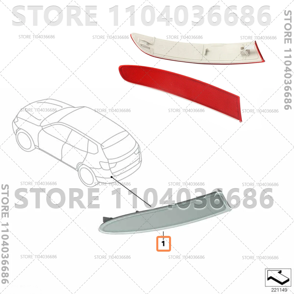 2011-2017 F25 BMW X3 28i 28iX 28dX 35iX 리어 범퍼 리플렉터 테일 라이트 스트립 커버 63257352209 63257352210