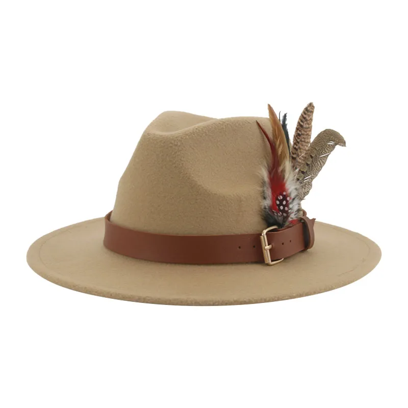 

Hat Fedoras Winter Women Hats Men Felt Hat Feather Luxury Fashion Casual Wedding Decorate Men Women Fedora Chapeau Femme Bonnet
