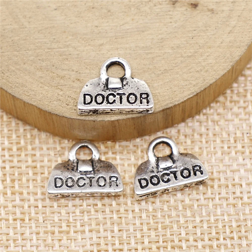 WYSIWYG 10pcs 매력 닥터 의료 키트 11x14mm 골동품 실버 컬러 펜던트 의사 의료 키트 매력 보석 결과