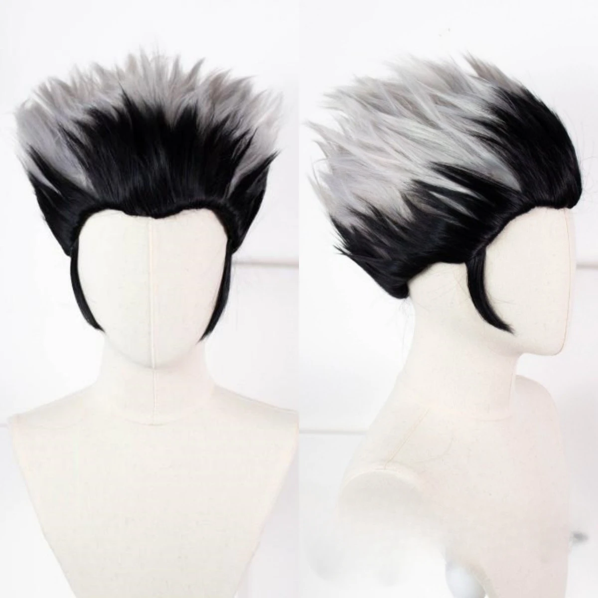 

Anime Haikyuu Kotaro Bokuto Cosplay Wigs Grey Black Gradient Soaring Shape Role Play Accessories Props