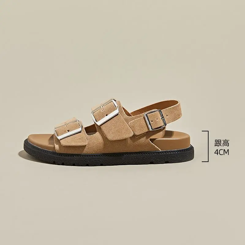 Women's Thick-Soled 2024 Summer New Versatile Retro Roman Sandals Outdoor Beach Shoes