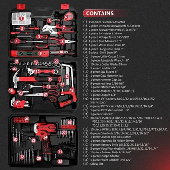 276-Piece Tool Set Kit with 12V Cordless Power Drill Driver with Drawer, Drill Set Perfect for Homeowner, Diyer, Handyman 2