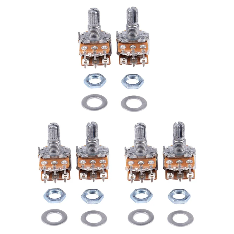 PHILE-6 Pcs B50K 50K Ohm 6 단자 이중 선형 로터리 테이퍼 전위차계