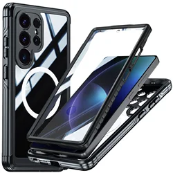 Full Shockproof Magnetic Phone Case with 360 Protection and Wireless Charging Compatibility for Galaxy A55 5G (Black)