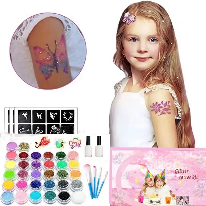 

Temporary Glitter Tattoo Kids Halloween Toy Eleanore's Diary 31 Glitter Colors165 Unique Stencils Gifts for Birthday Christmas