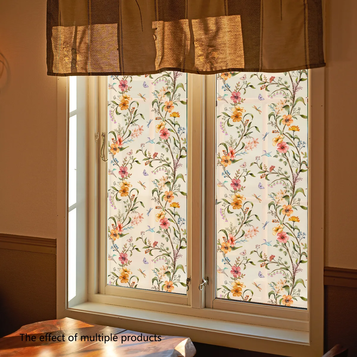 45x150cm Minimalist Retro Floral Vine Sunshade Sticker - Static Cling for Window Displays Non Self-Adhesive for Home Decor