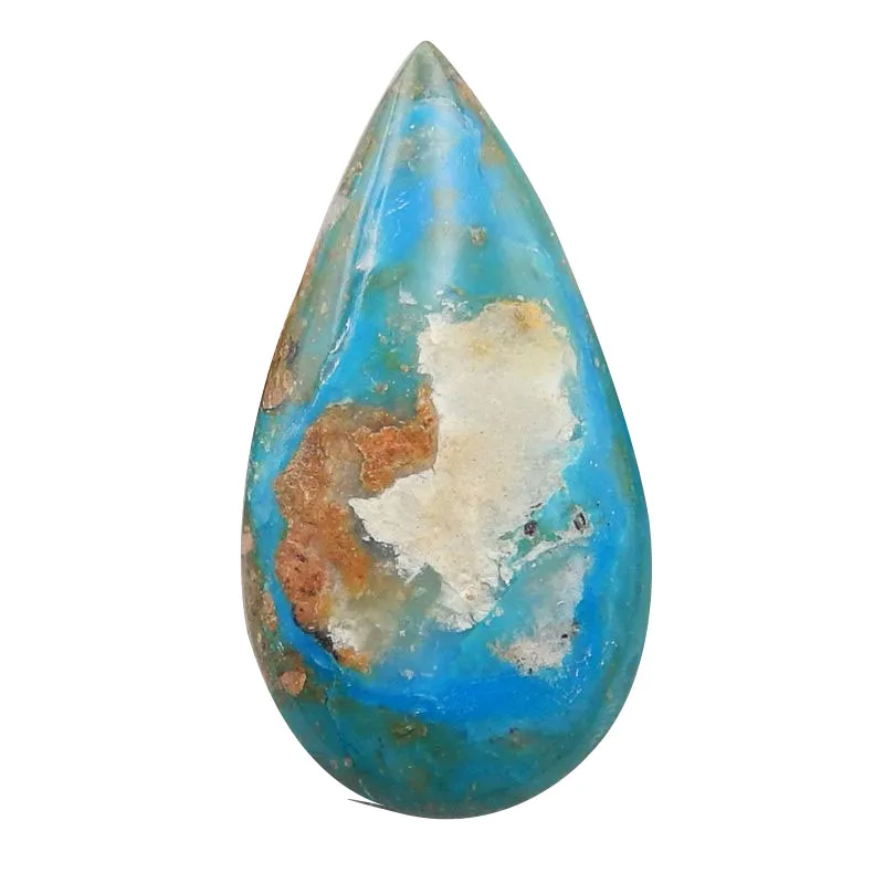 Natural Stone Blue Opal Gemstone Teardrop Cabochon Flatback Fashion Jewelry Necklace Accessories 33x18x5mm 4g